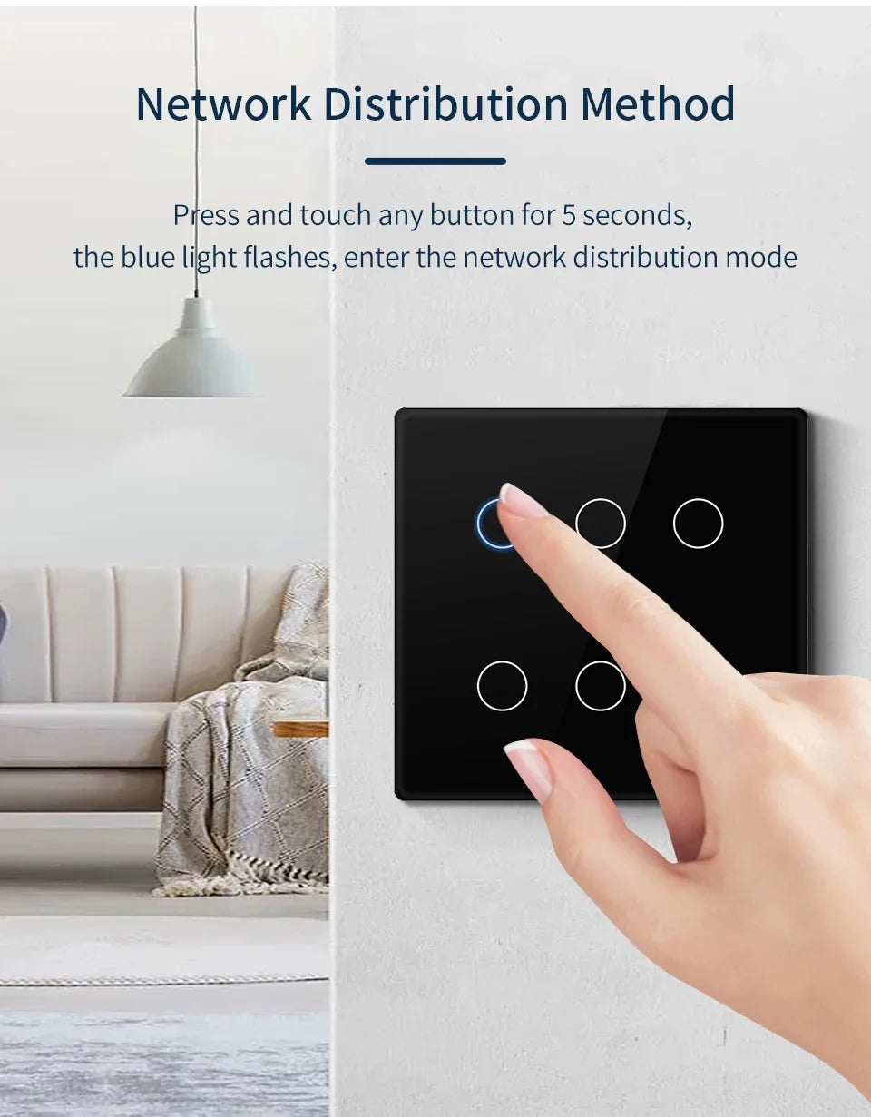 WiFi Smart Switch Brazil Standard 4x4 Size Tuya Smart Life Touch Sensor 4/6 Gang Light Switch Voice Control Alexa Google Home