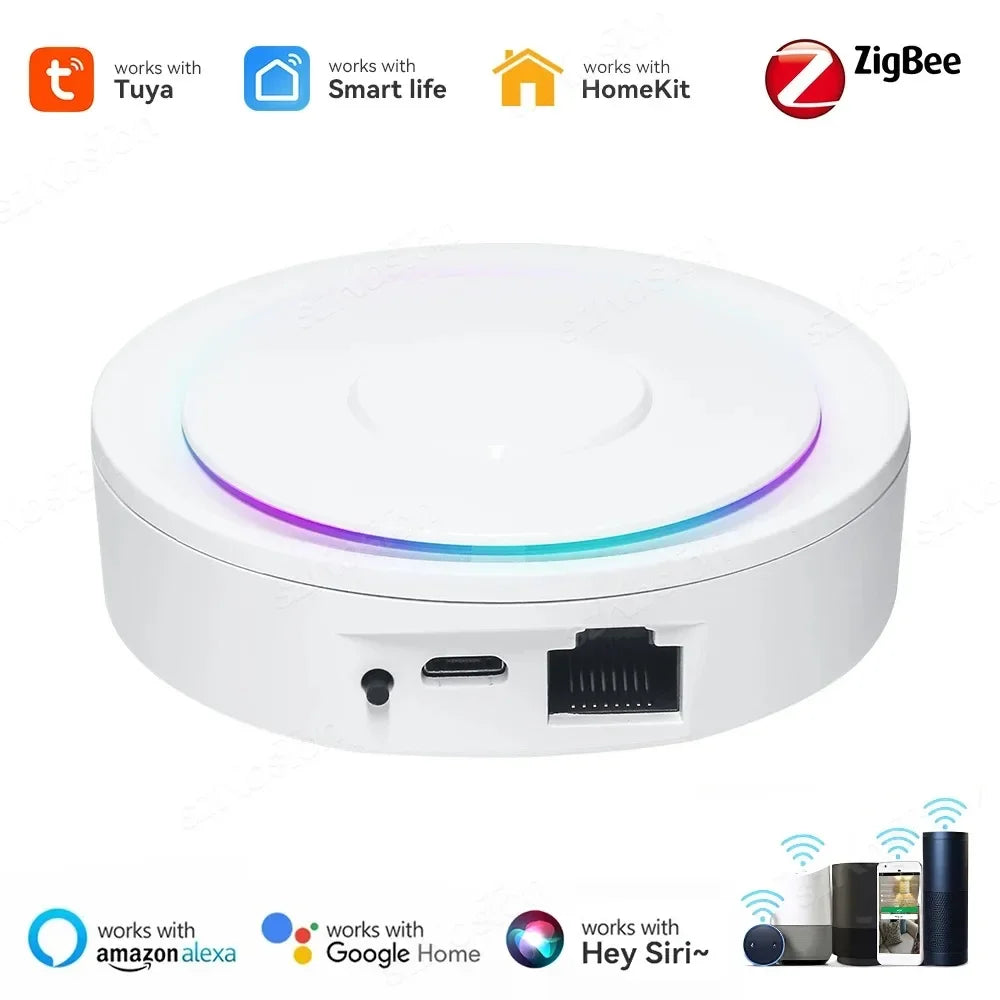 Tuya ZigBee 3.0 Smart Zigbee Hub Wired Gateway Bridge with Network Cable Smart Life Remote Control Works with Alexa Google Home