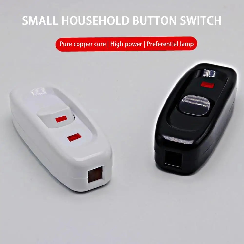 1pcs Inline Cord Black White 220V 10A Heavy Duty Thru On Off Lamp Bulb Wall Line Button Control With