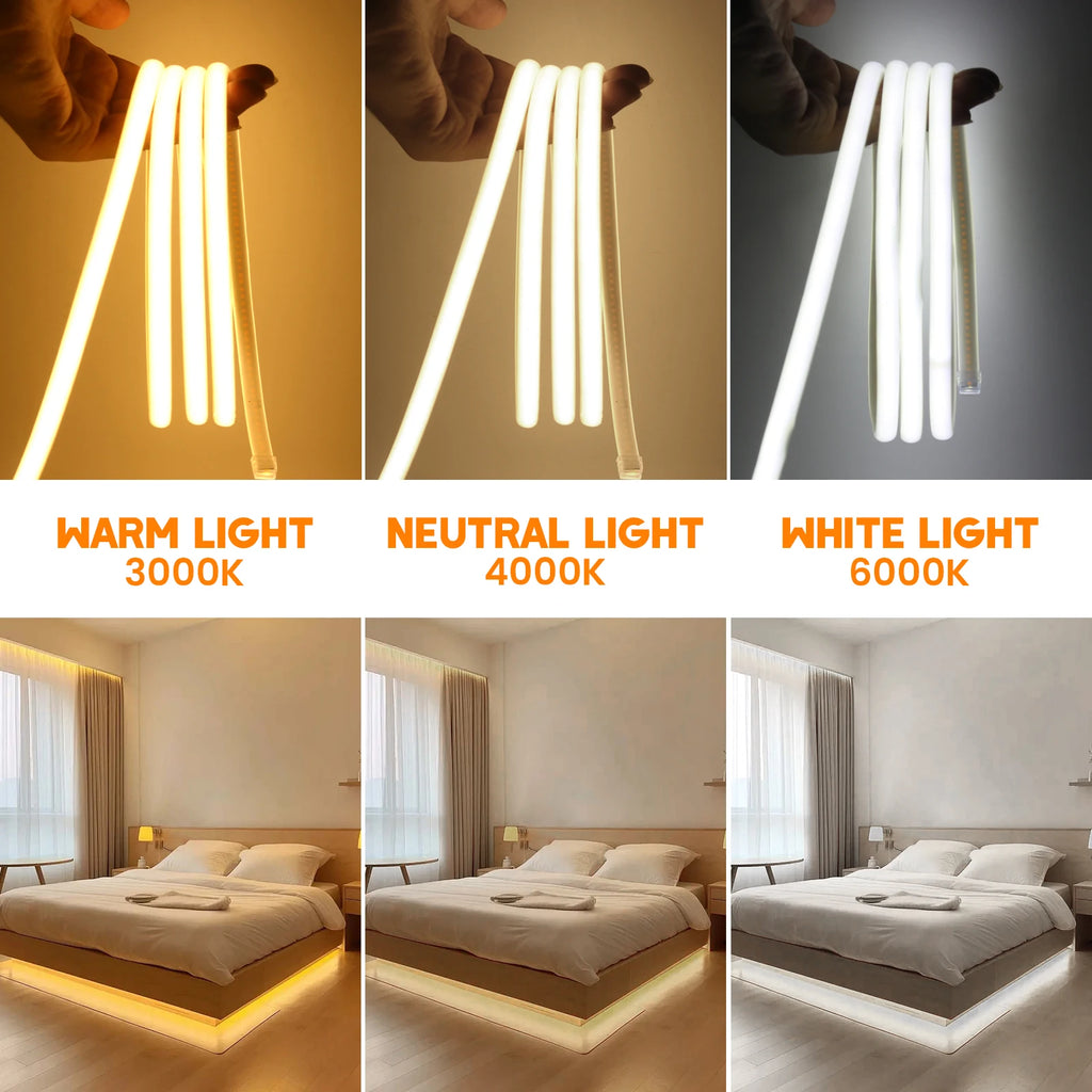 220V Smart COB Strip LED Neon Light 10M 20M 30M 288Leds/m WIFI Bluetooth Dimmable Tape IP67 Waterproof Rope For Room Outdoor