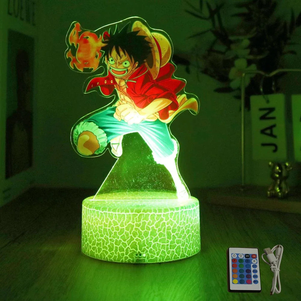 LED Night Light Anime Figure One Piece Luffy Zoro Figures Lamp PVC Action Collection Bedside Table Decoration Kid Christmas Gift