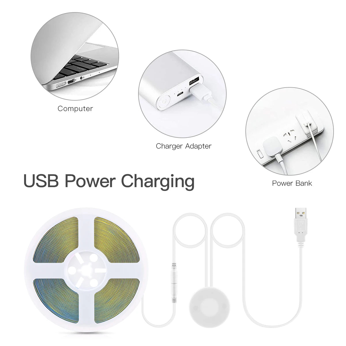 Super Bright USB COB LED Strip Light 320leds/m DC 5V with Hand Scan Dimmable Touch Sensor Switch 1m 2m 3m 4m 5m led licht
