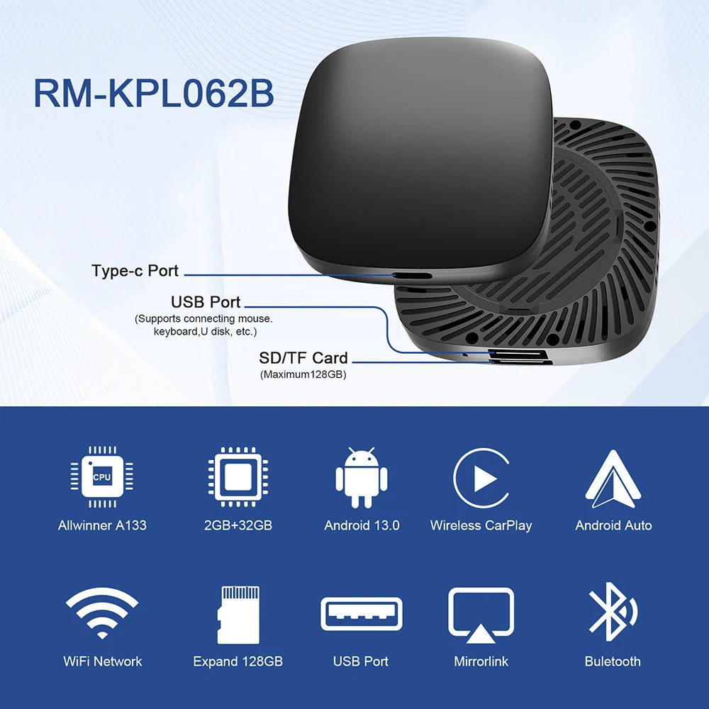 Android 13 CarPlay Ai Box Wireless Box for Netflix YouTube Wireless Carplay Android Auto Car Smart Systems for Wired Carplay
