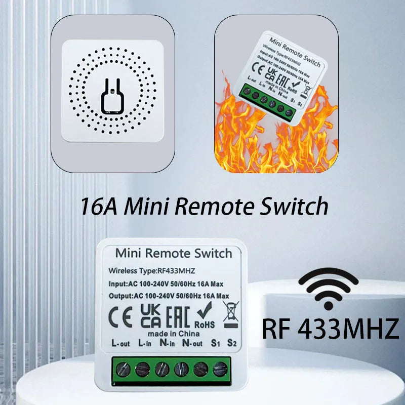 433Mhz RF 86 Wall Panel Switch Wireless Smart Switch Light  with Remote Control Mini Relay Receiver Home Led Light Lamp Fan