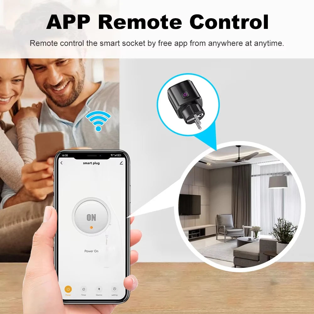 Smart Plug Tuya Smart Socket EU 20A WiFi Voice Control Yandex Alice Alexa Google Home For Tuya Smart Life APP Power Metering