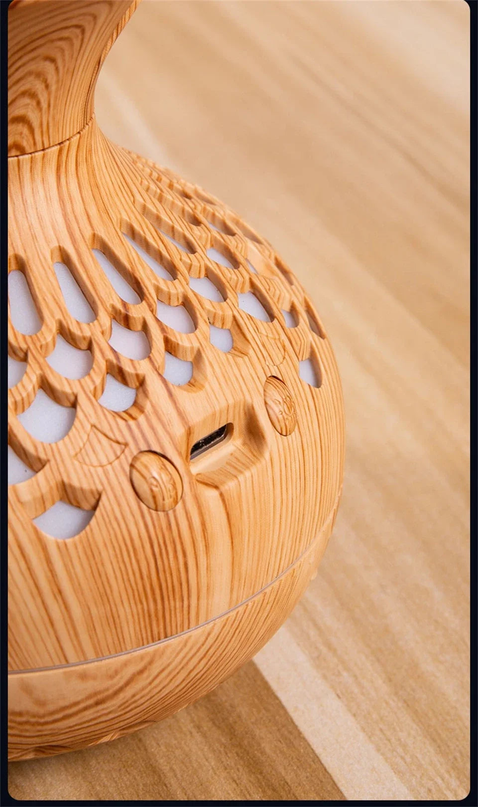Wood Grain Vase Humidifier Household Electric Ultrasonic Air Humidifier Desktop Essential Oil Diffuser Air Purifier Home Room