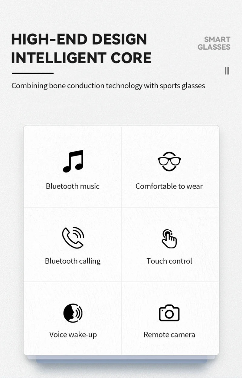 Smart AI Bluetooth Sunglasses Glasses Call Outdoor Sports Headphones HIFI Black Technology Anti-touch UV For Men And Women New