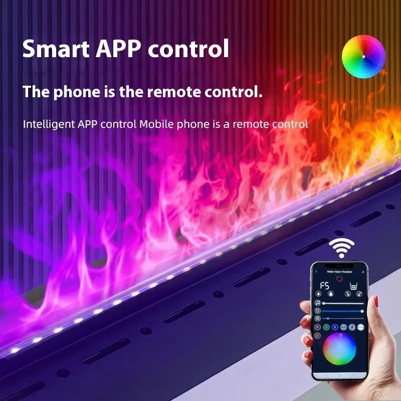 Smart Home 3D Fireplace Water Steam Humidifier LED Decorative Flame TV Wall Sound Of Firewood Cracking Vapour Electric Fireplace