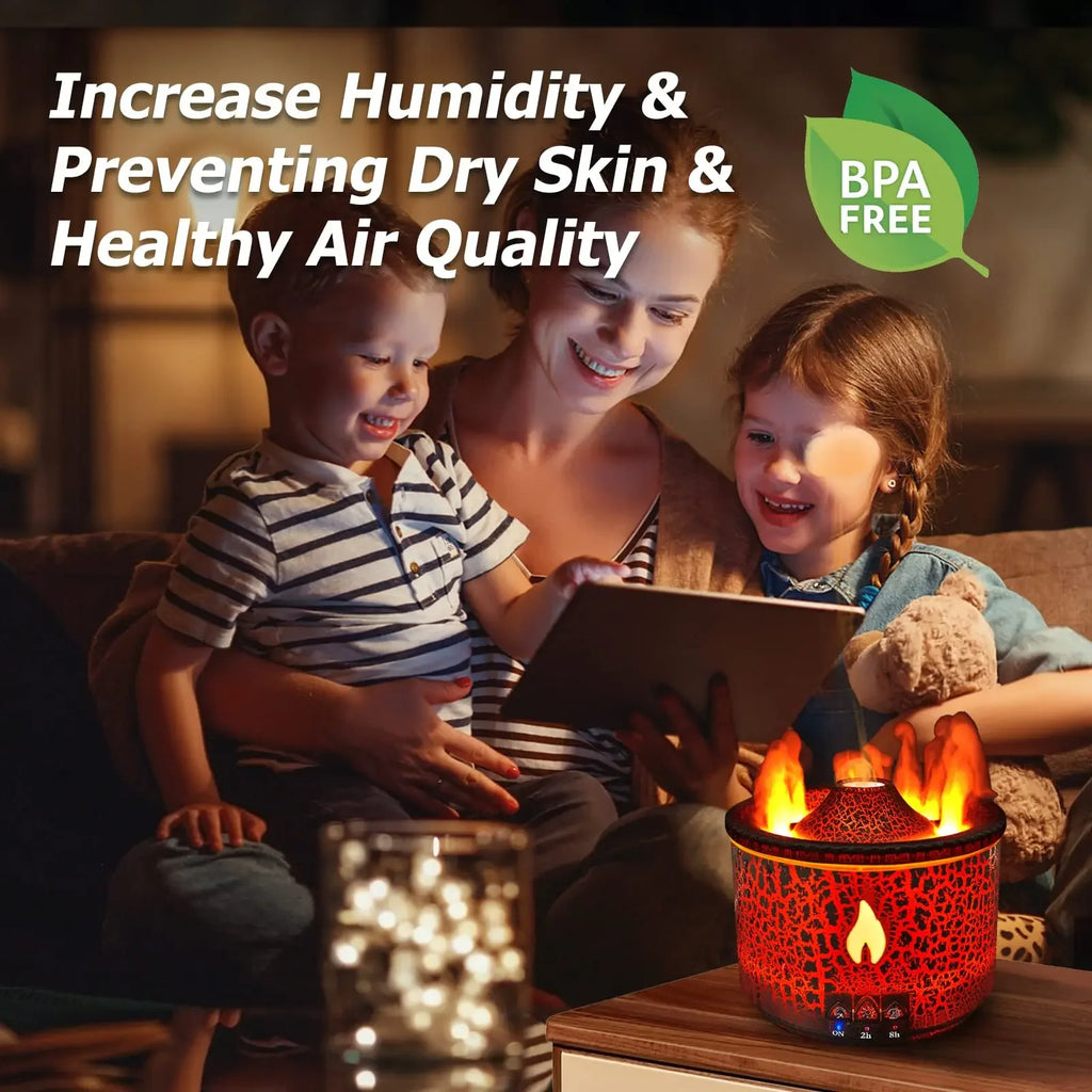 Volcanic Flame Humidifiers Air Aroma Diffuser Essential Oils Humidifiers Portable Smoke Ring Night Light Lamp Fragrance