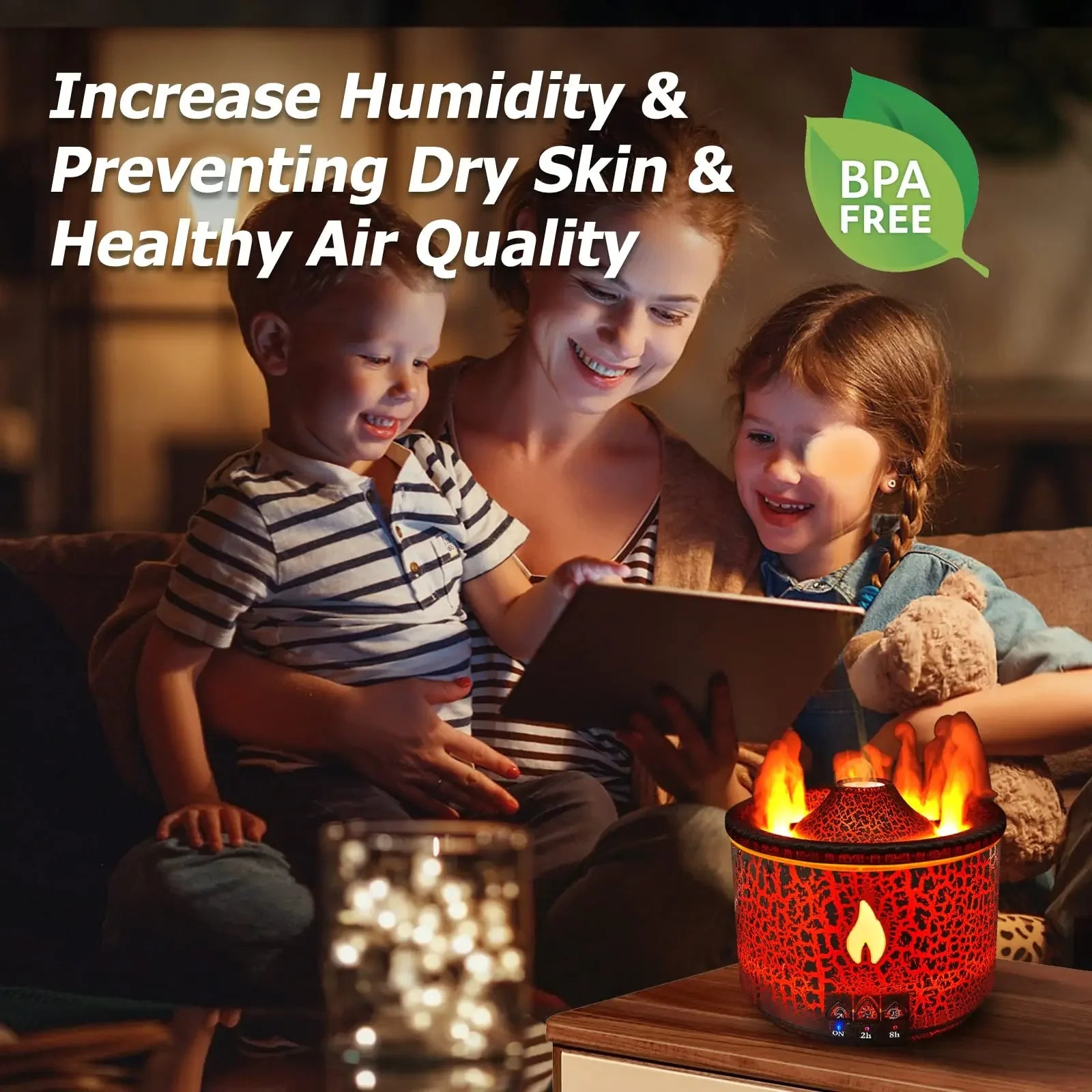 Volcanic Flame Humidifiers Air Aroma Diffuser Essential Oils Humidifiers Portable Smoke Ring Night Light Lamp Fragrance