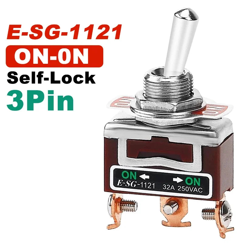 Copper Pin High Current Toggle Switch 2/3/4/6/8/9/12Pin Self Locking Rocker Switch E-SG-1321/1322/1021/1121/123/223