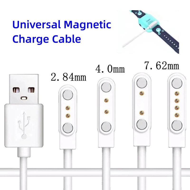 Magnetic Charge Charging Cable For Smart Watch For 2 Pins 2.84/4/7.62mm Distances Black Novel USB Power Charger Cables Universal