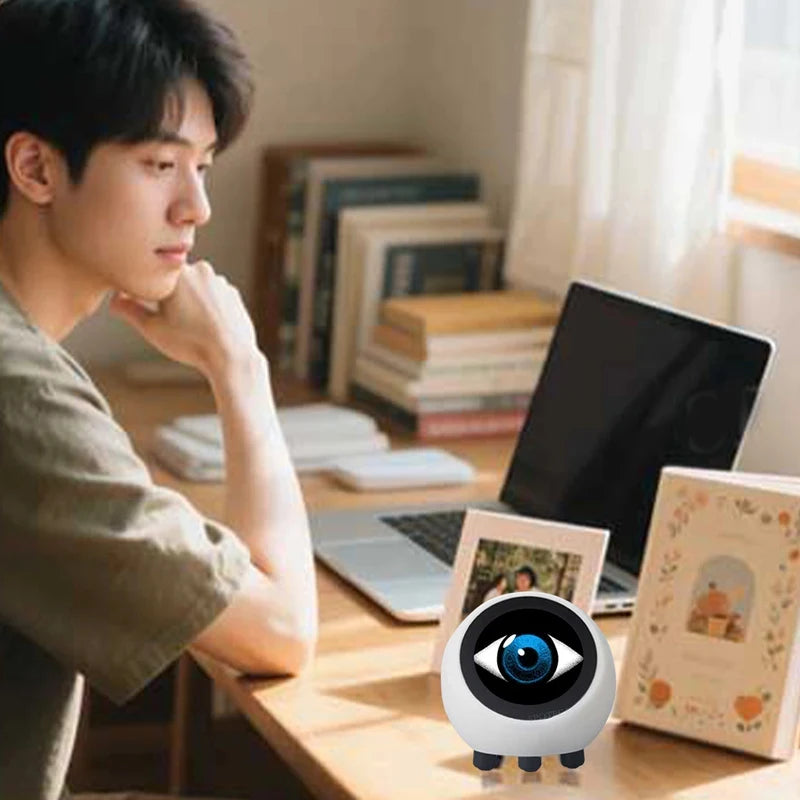 AI Voice Chat Robot No Touch Screen Multi-Function Smart Desktop Robot 1.28in Smart Assistant Robot for Home Office((No Battery)