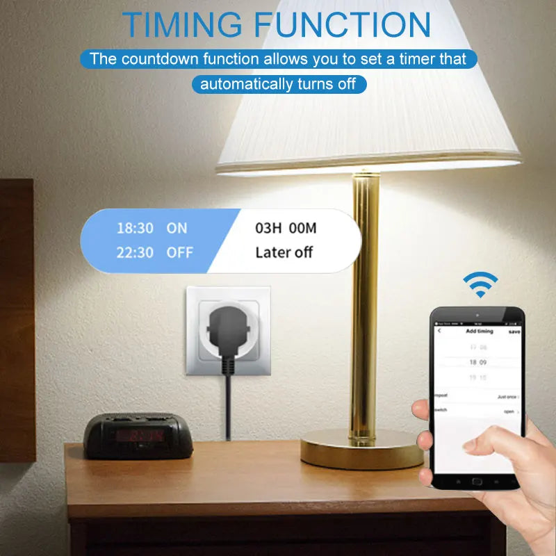 Tuya Smart Socket WIFI 16A/20A EU Plug With Monitoring Timing Function Smart Home Electronic Power Outlet Alexa Google Home