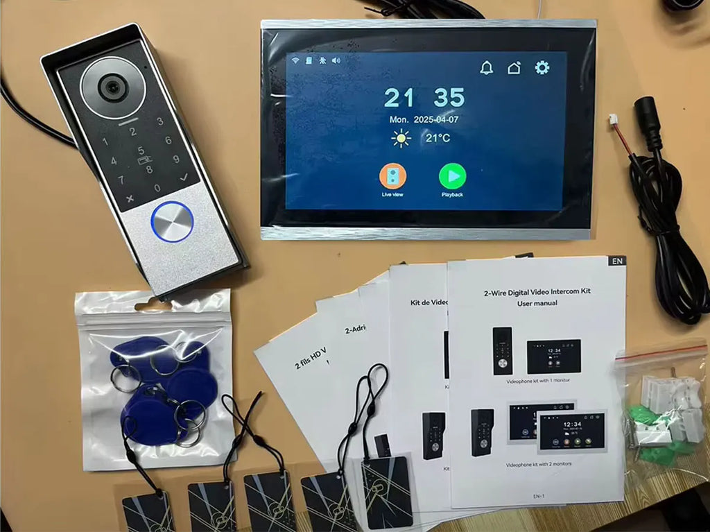 2-Wire Smart Video intercom doorbell 5G WiFi 7/10 inch Touch Screen 1080P Rainproof Camera Password Video Doorphone 5in1 Unlock