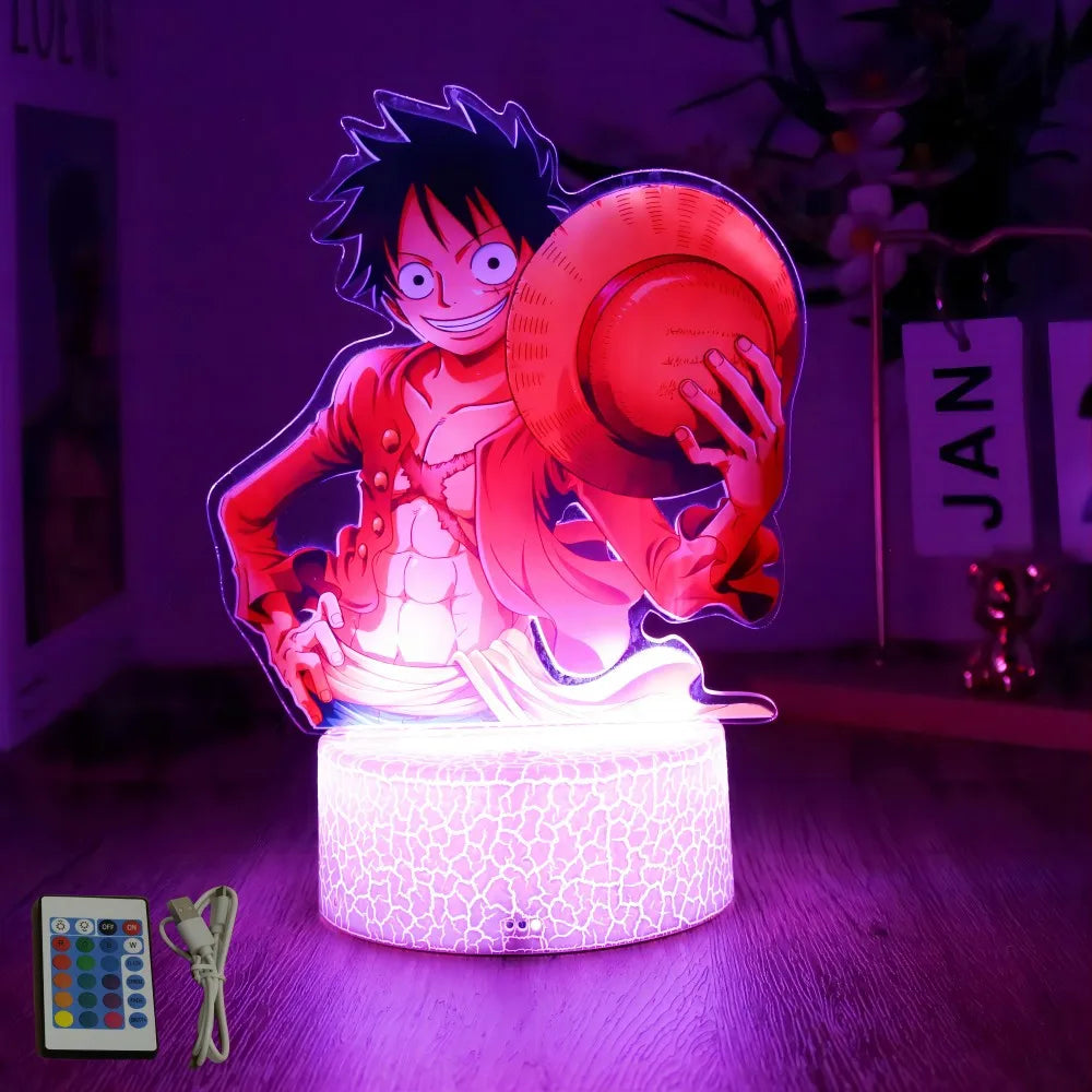 LED Night Light Anime Figure One Piece Luffy Zoro Figures Lamp PVC Action Collection Bedside Table Decoration Kid Christmas Gift