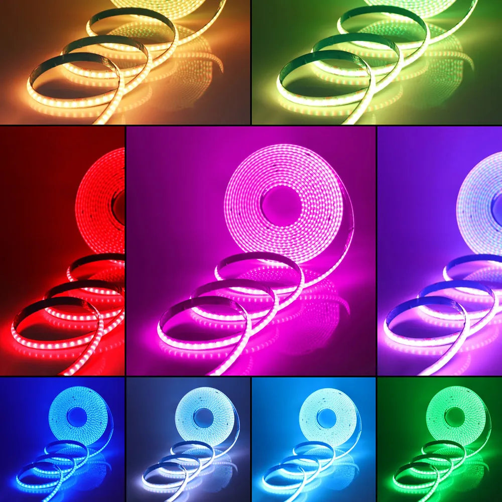 Wifi Bluetooth-compatible RGB COB LED Strip Light 5V 24key 44key Kit Remote Control 576LED High Density Linear Lights Flex Tape