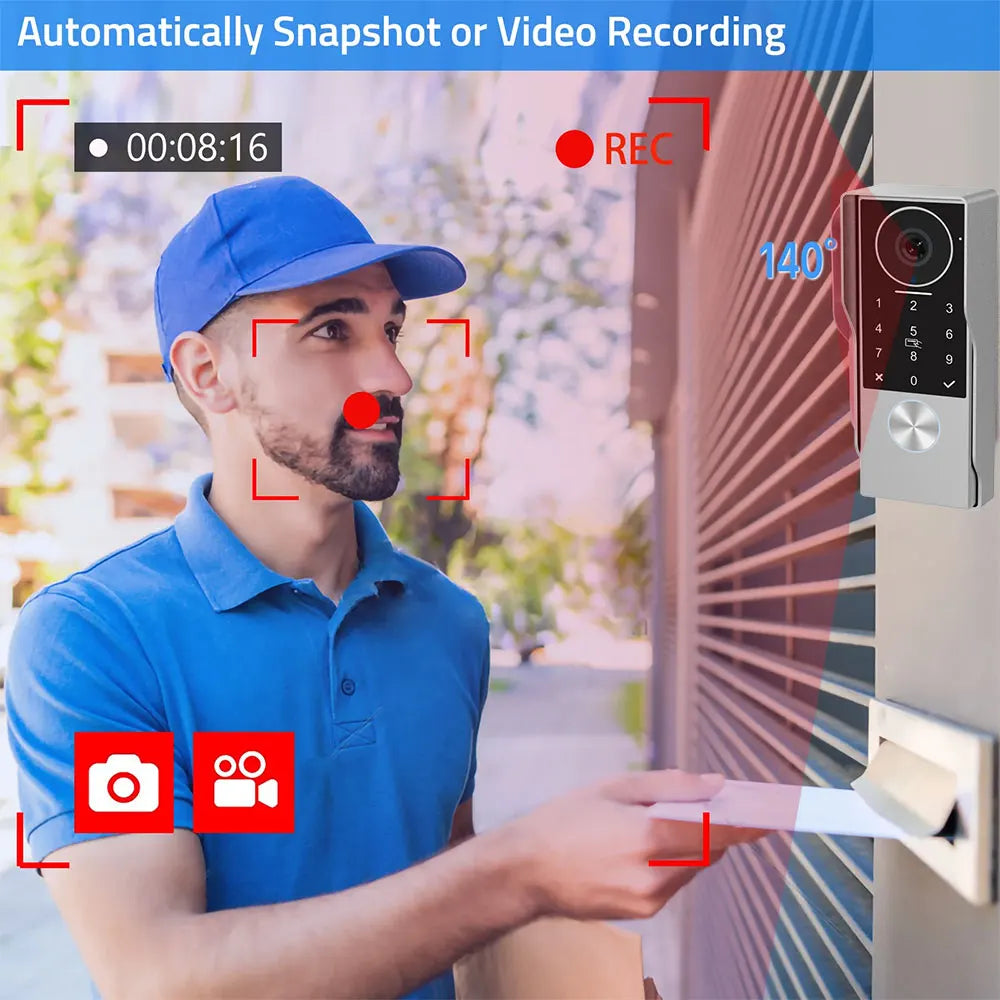 2-Wire Smart Video intercom doorbell 5G WiFi 7/10 inch Touch Screen 1080P Rainproof Camera Password Video Doorphone 5in1 Unlock
