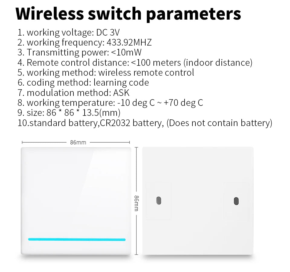 Tuya WiFi Wireless Switch 1/2/3 Gang RF433MHz Voice Control Compatible with Google Home Alexa No Wiring Required Timed Control