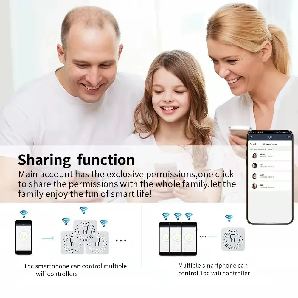 16A works with Tuya WiFi Smart Switch Module 2-way Control Mini Switch Breaker Smart Life Work With Alexa Google Alice