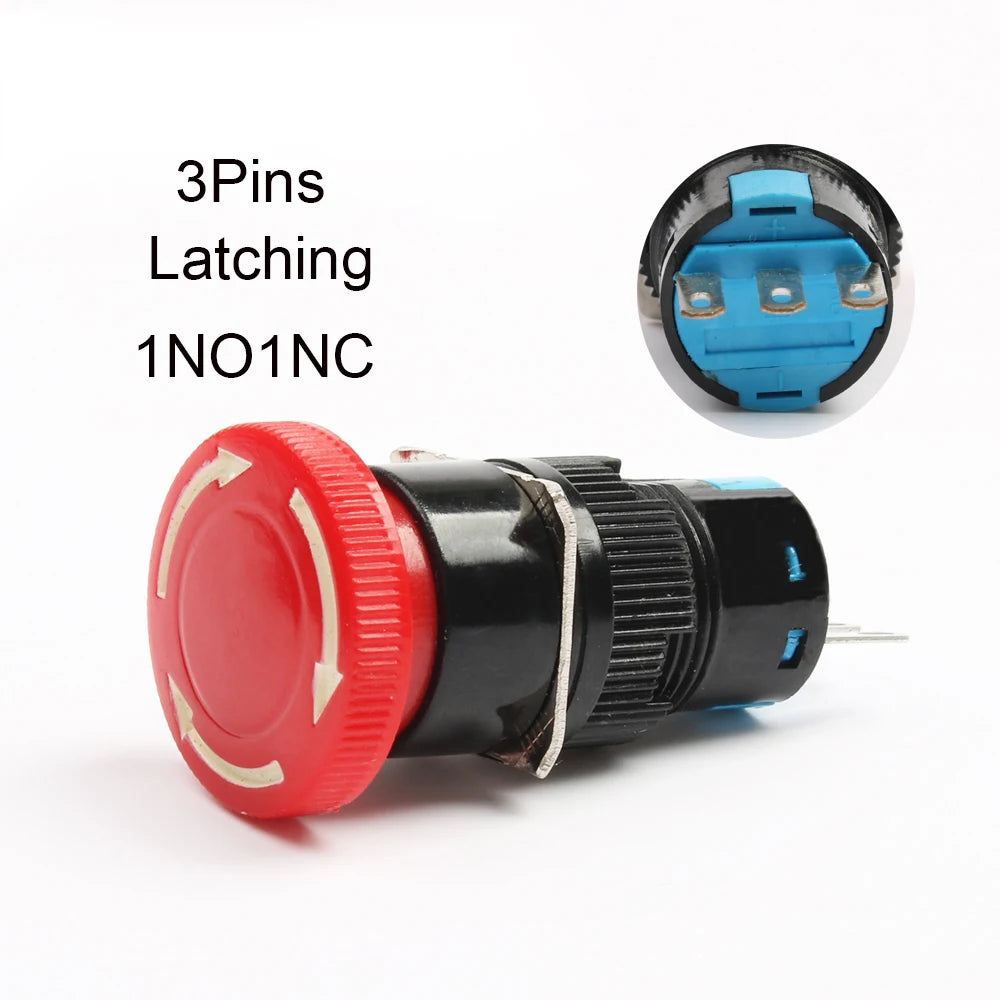 16mm e-stop switch 30mm Mushroom emergency stop 3/6 pins 1NO1NC/2NO2NC Latching self Weather Pack push button switch