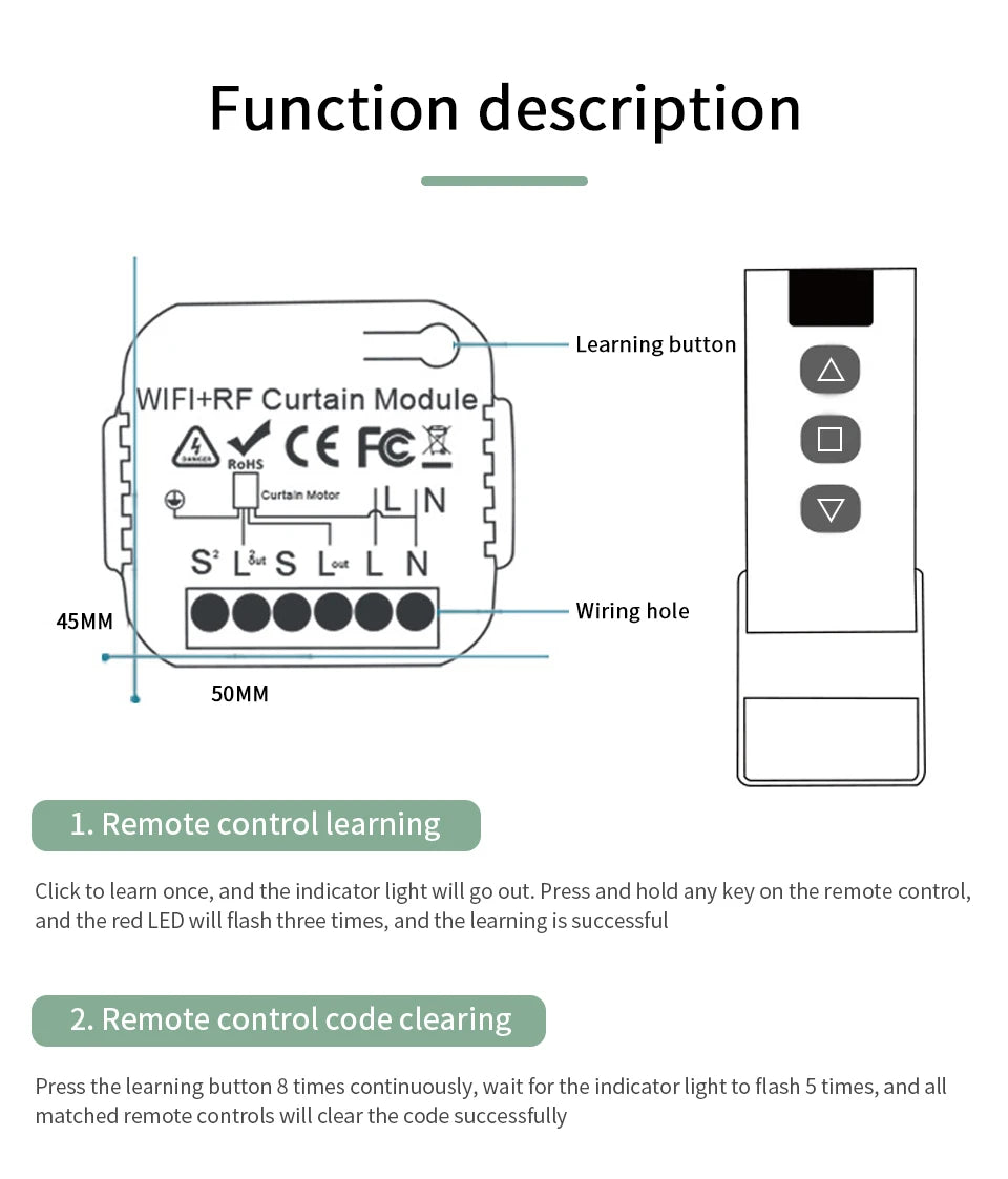Tuya WiFi Smart Curtain Switch Controller Shutter Shutter Motor Control Smart Life APP Control Alexa Google Home Voice Control