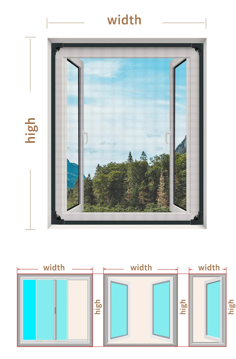 Magnetic mesh mosquiteras para ventana, invisible screen window,  household self-adhesive,simple mosquito net，Automatic shutdown