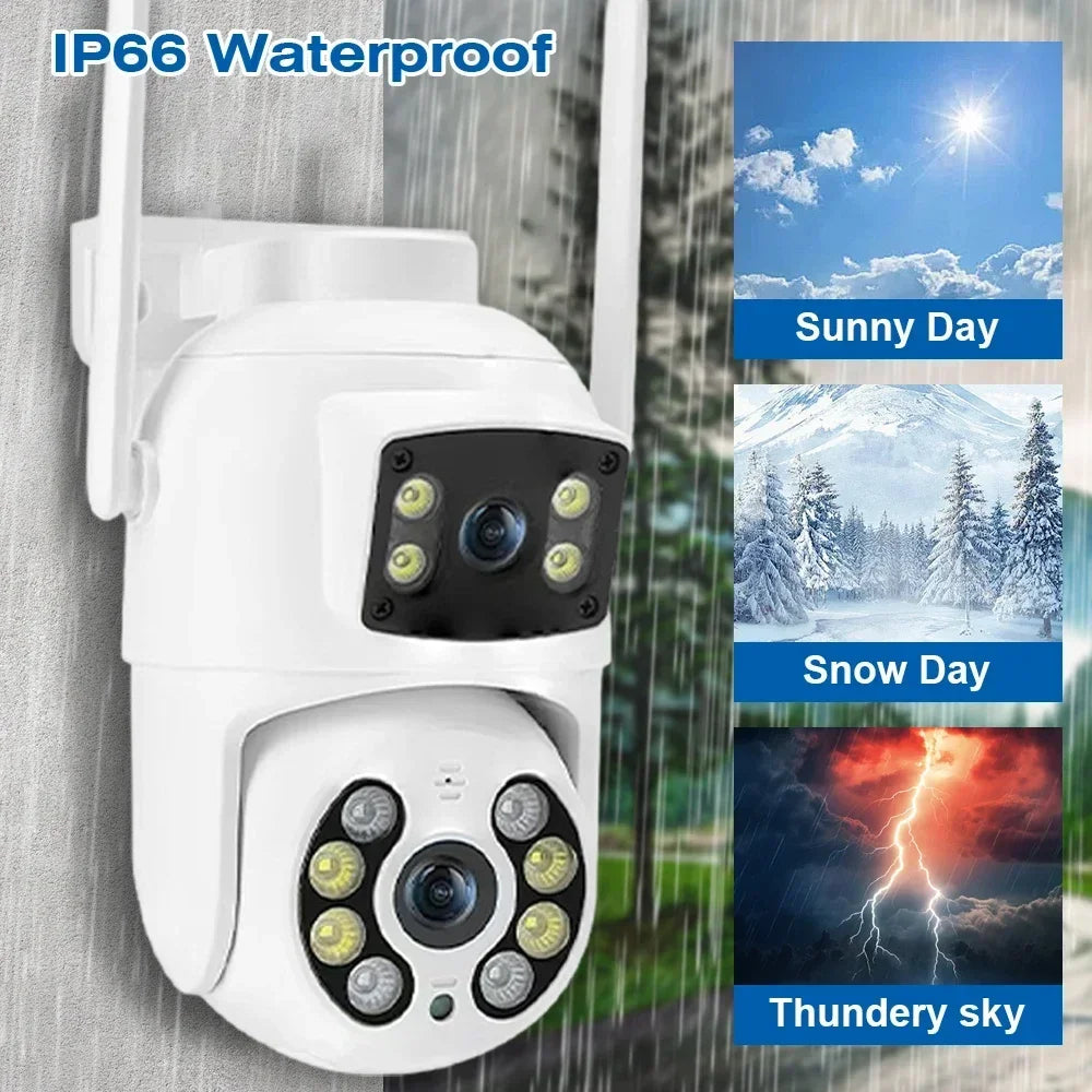 TAITAS 8MP 4K PTZ Wifi Camera with Dual Lens Dual Screens AI Human Detection Wireless Outdoor CCTV Security IP Camera Ziicam