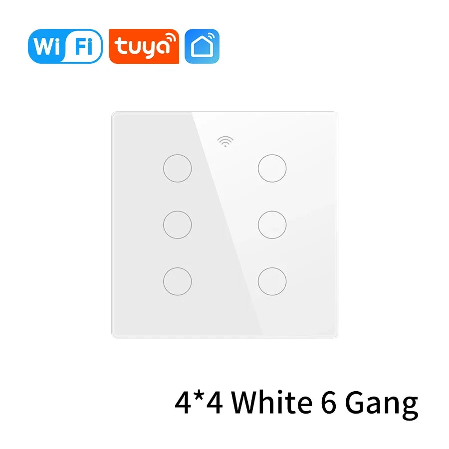 WiFi Smart Switch Brazil Standard 4x4 Size Tuya Smart Life Touch Sensor 4/6 Gang Light Switch Voice Control Alexa Google Home