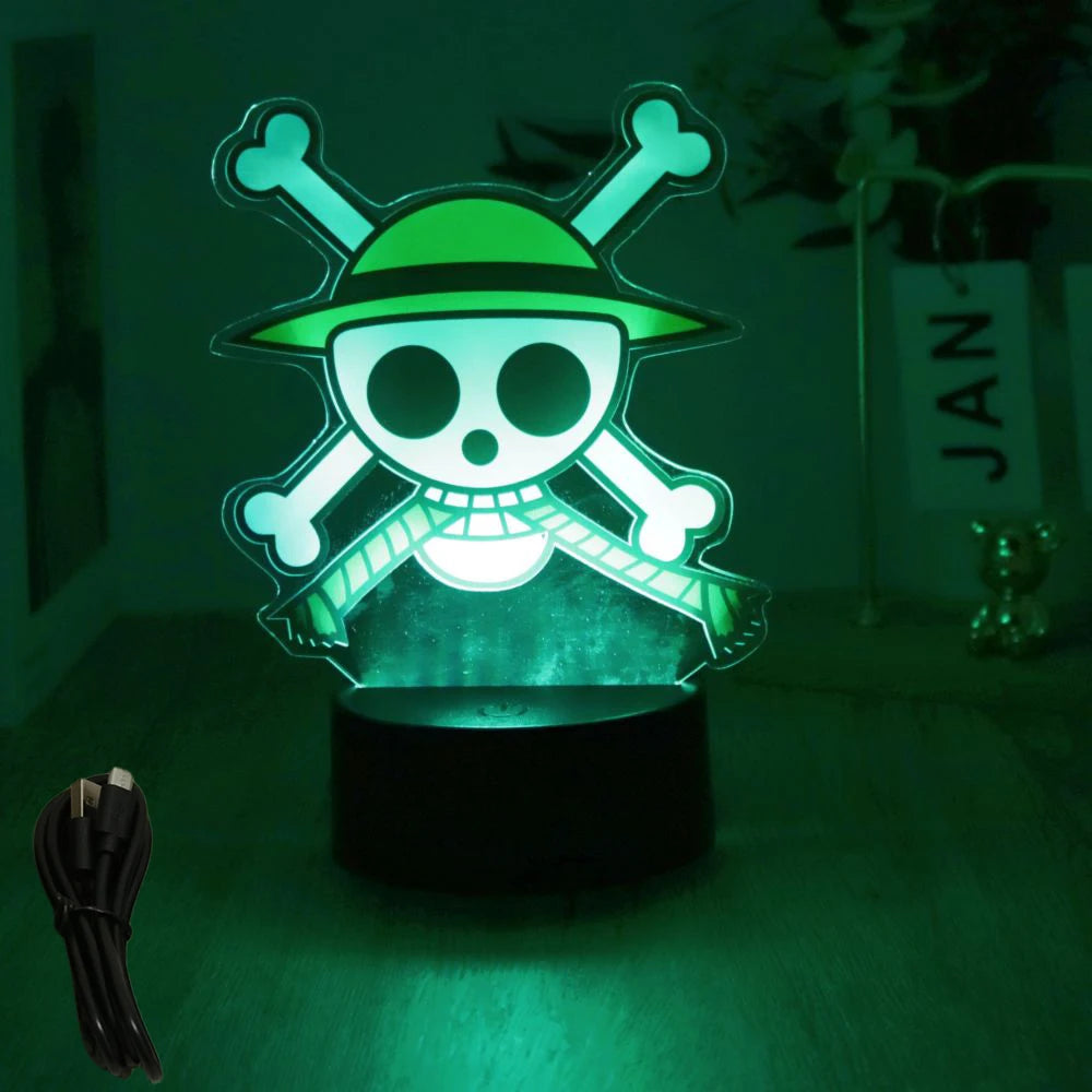 LED Night Light Anime Figure One Piece Luffy Zoro Figures Lamp PVC Action Collection Bedside Table Decoration Kid Christmas Gift