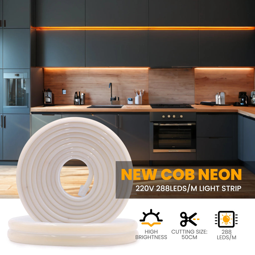 220V Smart COB Strip LED Neon Light 10M 20M 30M 288Leds/m WIFI Bluetooth Dimmable Tape IP67 Waterproof Rope For Room Outdoor