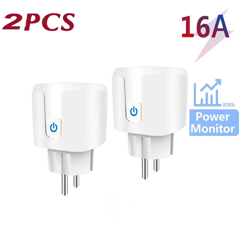 TUYA Smart Plug WiFi Socket EU 16A/20A With Power Monitor Timing Function Voice Control Works With Alexa Google Home