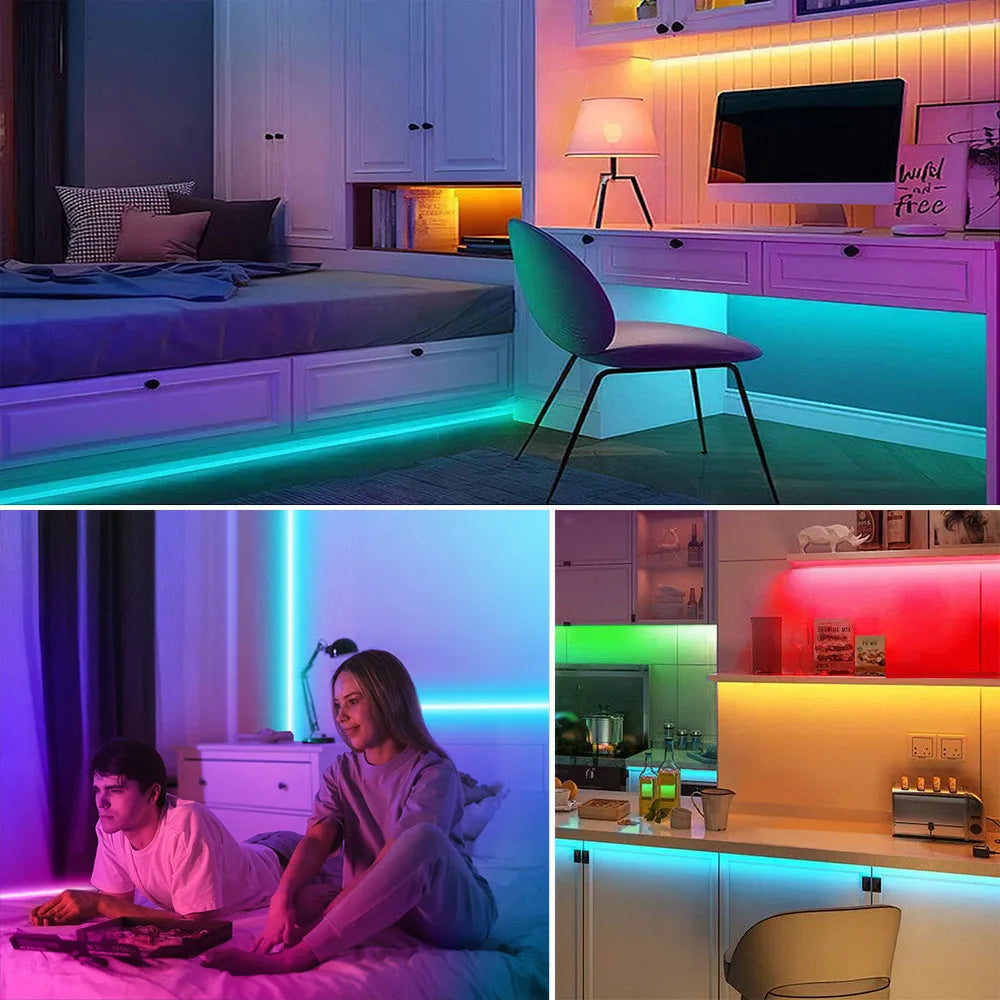 Wifi Bluetooth-compatible RGB COB LED Strip Light 5V 24key 44key Kit Remote Control 576LED High Density Linear Lights Flex Tape