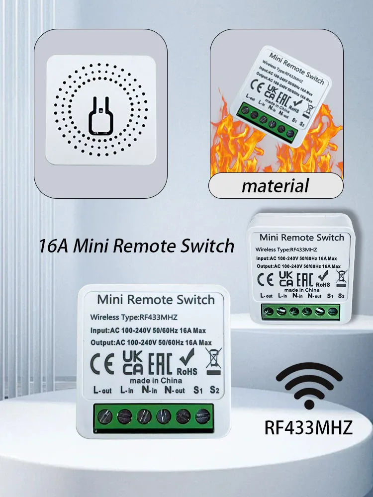 433Mhz RF 86 Wall Panel Switch Wireless Smart Switch Light  with Remote Control Mini Relay Receiver Home Led Light Lamp Fan