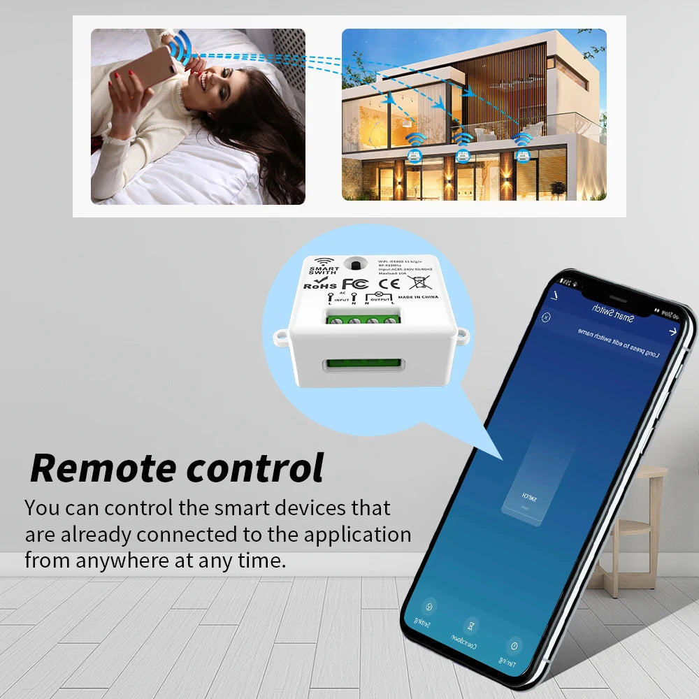 Tuya WiFi Wireless Switch 1/2/3 Gang RF433MHz Voice Control Compatible with Google Home Alexa No Wiring Required Timed Control