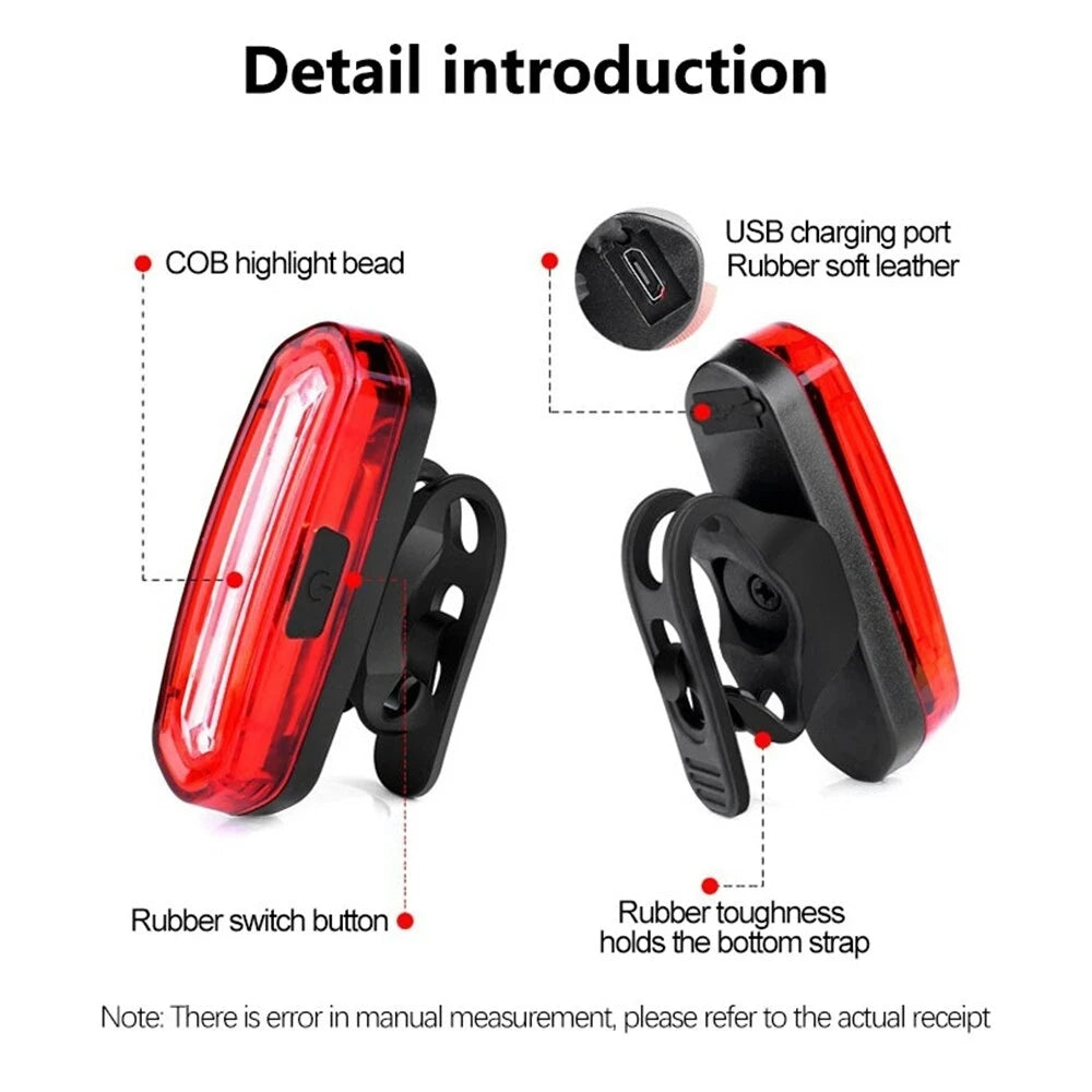 Bike Taillight COB  Bicycle Rear Light With 6 Modes USB Rechargeable Mtb LED Warning Tail Lamp Cycling Accessories