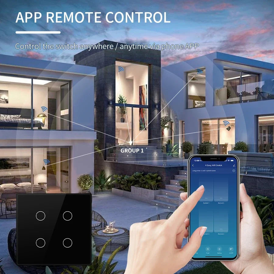 WiFi Smart Switch Brazil Standard 4x4 Size Tuya Smart Life Touch Sensor 4/6 Gang Light Switch Voice Control Alexa Google Home
