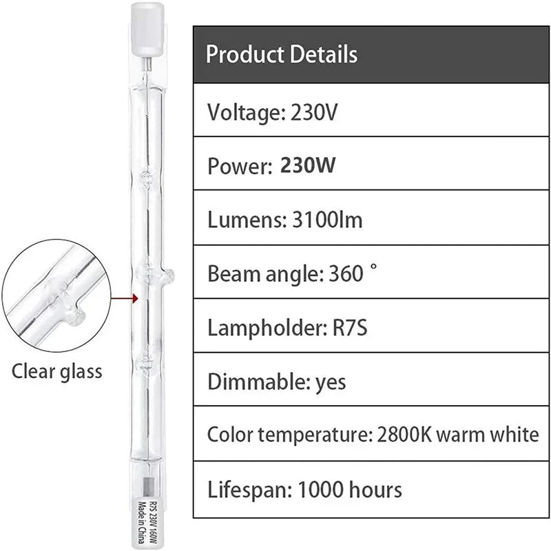 10/50PCS J118 100W 200W 300W LED Glass Tube COB Light Bulb High Power Corn Lamp Replace Halogen Light Wholesale