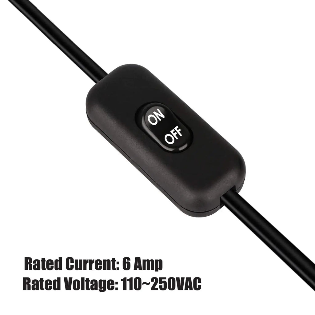 2pcs Inline Cord Switch, On/Off Black Button Feed Cord Switch for Table Lamp Desk Light Bed Lamp 6A 250V