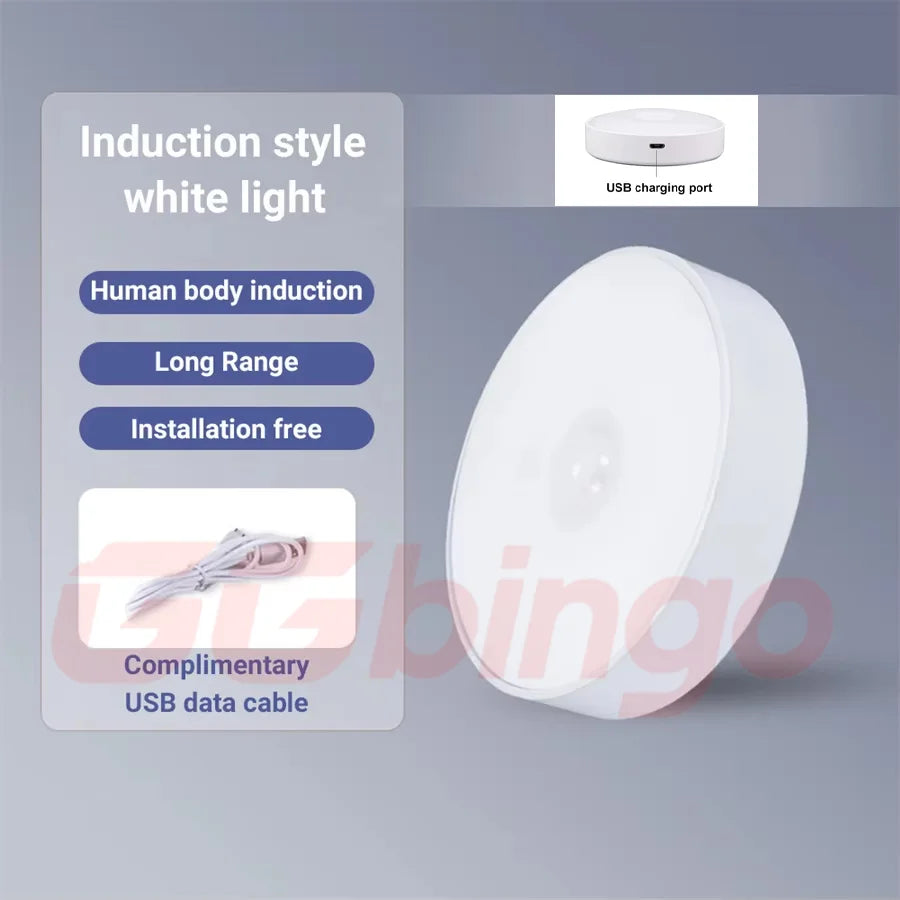Type-C Motion Sensor Light Rechargeable Light Lamp Bedside LED Night Light for Stairs Hallway Cabinet Closet Bedroom Nightlight