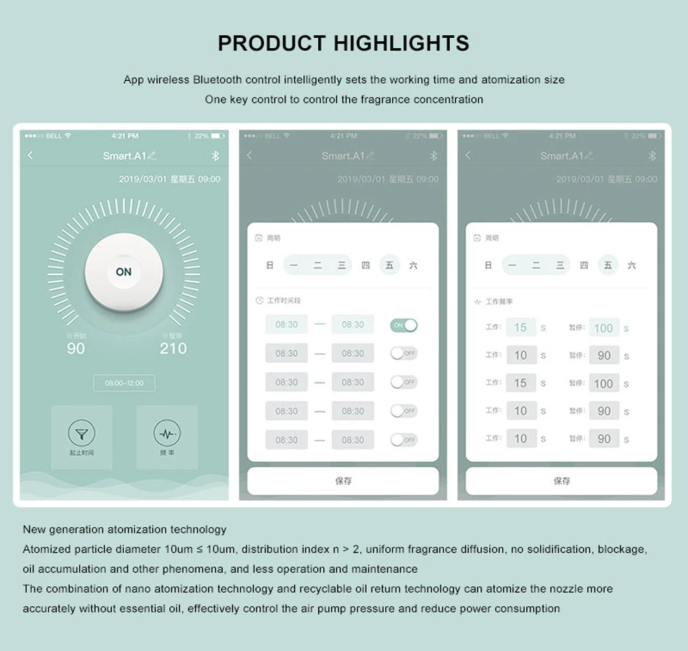 Smart Aromatherapy Humidifier Pure Essential Oil Ambient Light Intelligent Timing App Lication Control Night Light