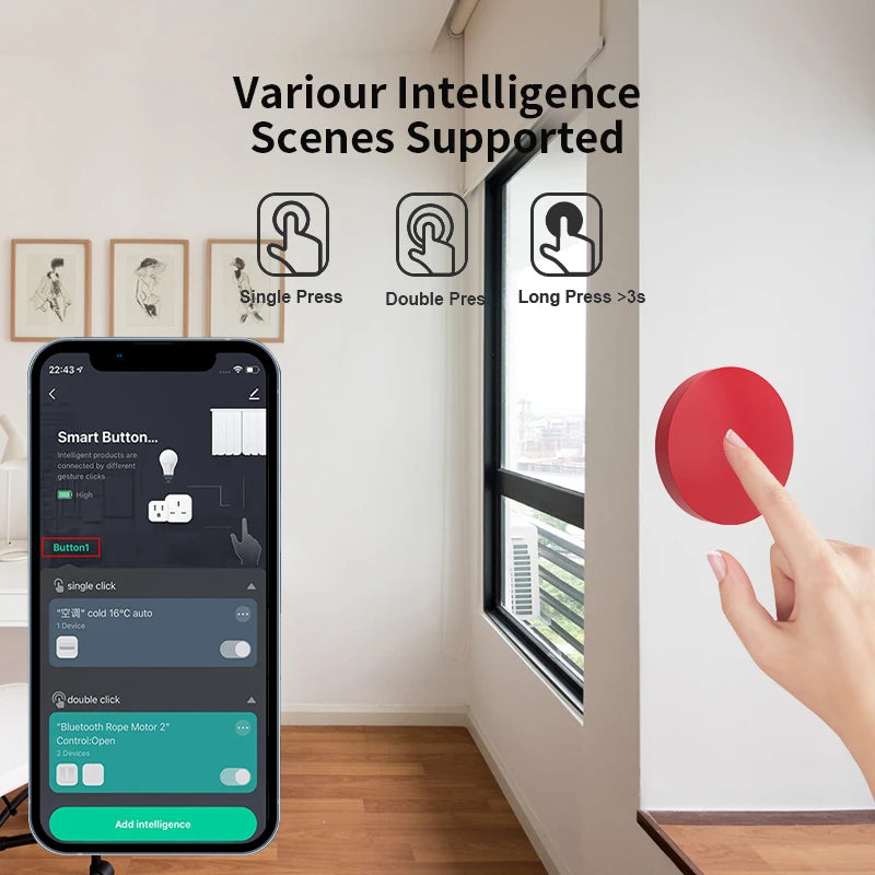 Zigbee Smart Wireless Button Switches for Tuya Smart Life APP Intelligent Scene Linkage Switch Support Google Home Alexa Voice