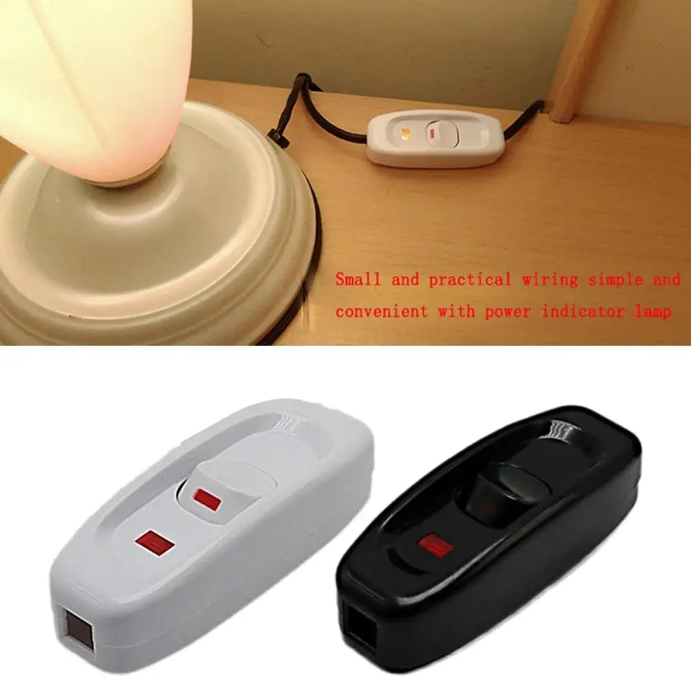 1pcs Inline Cord Black White 220V 10A Heavy Duty Thru On Off Lamp Bulb Wall Line Button Control With