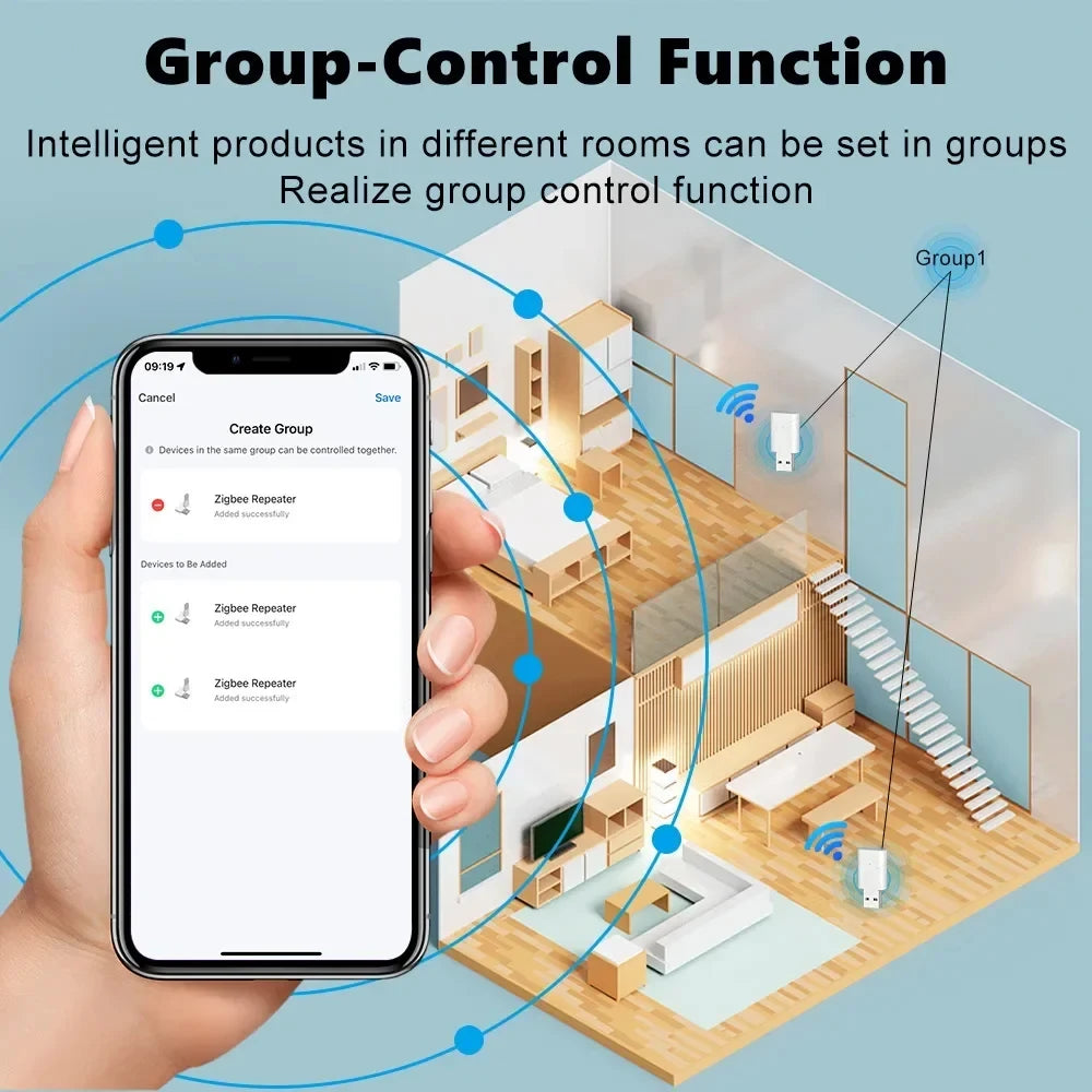 Smart ZigBee Signal Repeater USB Signal Amplifier Extender for Smart Home Device Automation Work with Home Assistant ZigBee2MQTT
