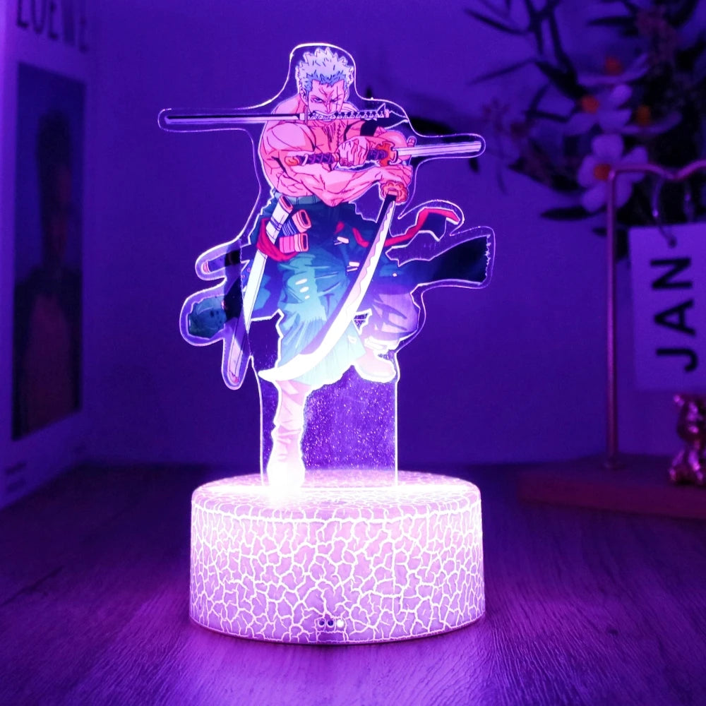 LED Night Light Anime Figure One Piece Luffy Zoro Figures Lamp PVC Action Collection Bedside Table Decoration Kid Christmas Gift