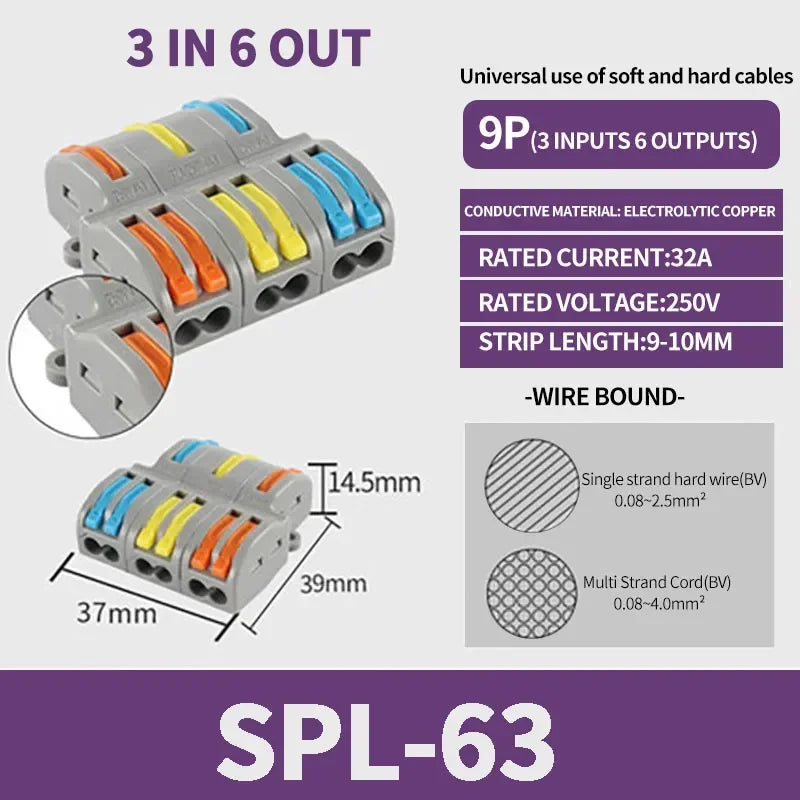 1 In Multiple Out Push-in Electrical Wire Connector Terminal Block Universal Fast Wiring Cable Connectors For Cable Connection