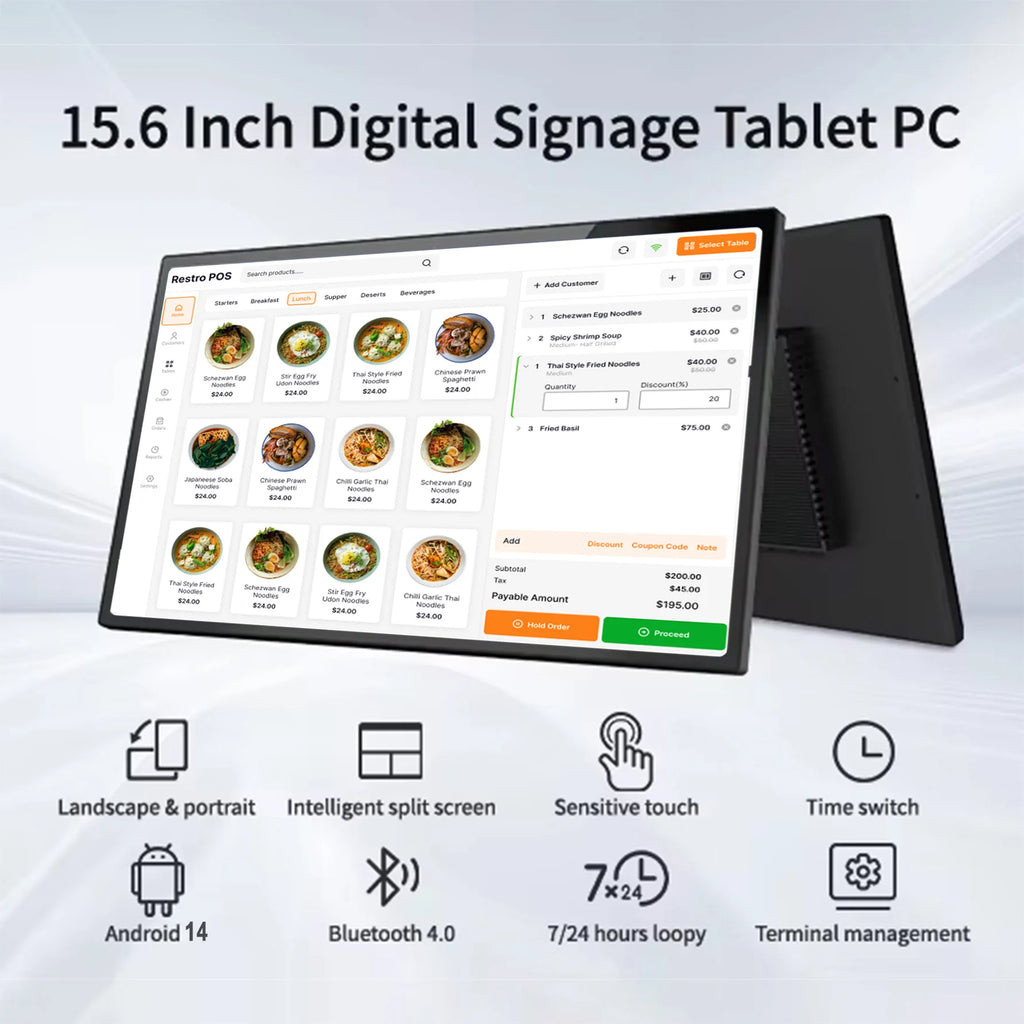 Smart Home Tablet Wall Mount with Double-Sided Lights 15.6 Inch FHD Touch Screen Android 14 8-Core 4G 64G POE for Home Assistant