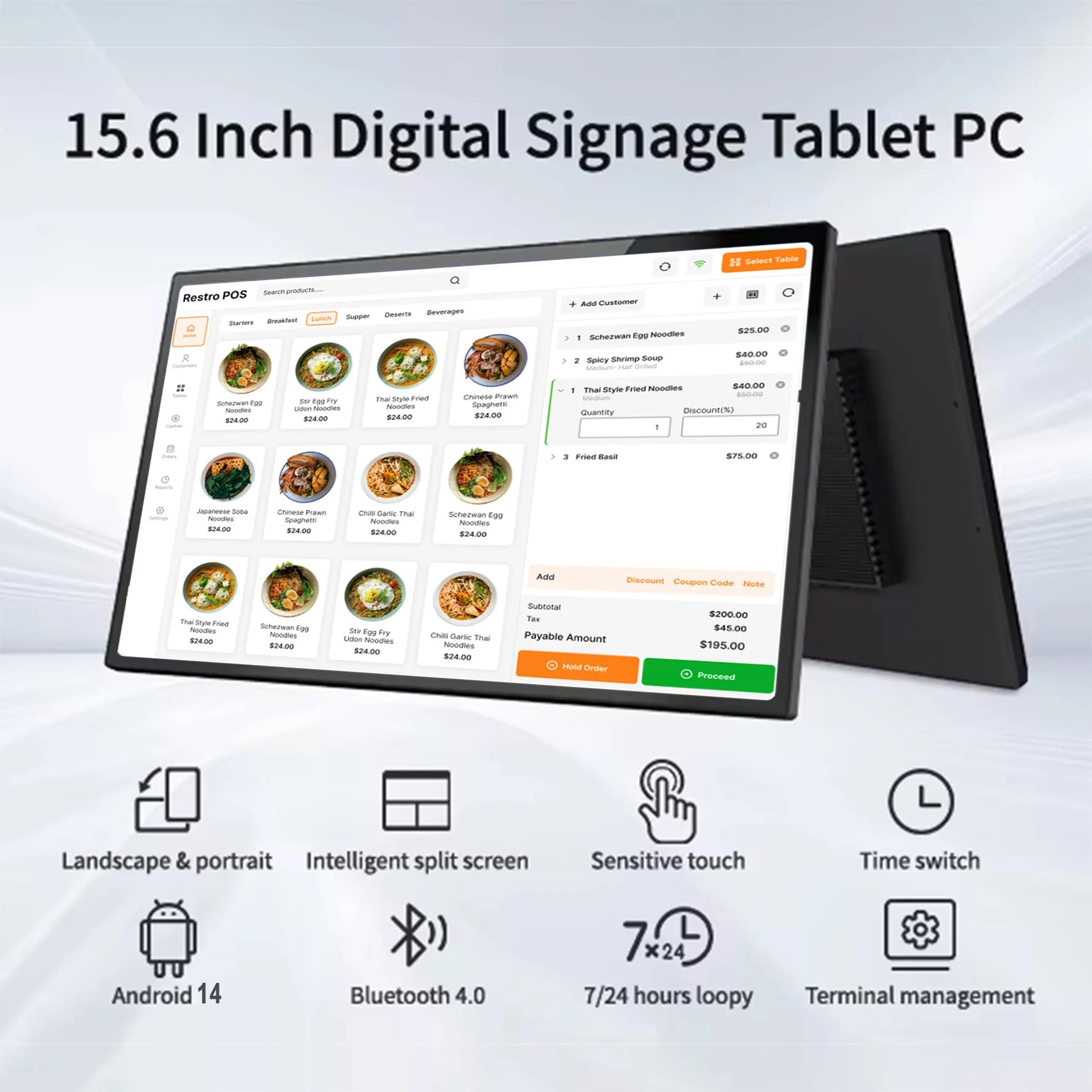 Smart Home Tablet Wall Mount with Double-Sided Lights 15.6 Inch FHD Touch Screen Android 14 8-Core 4G 64G POE for Home Assistant