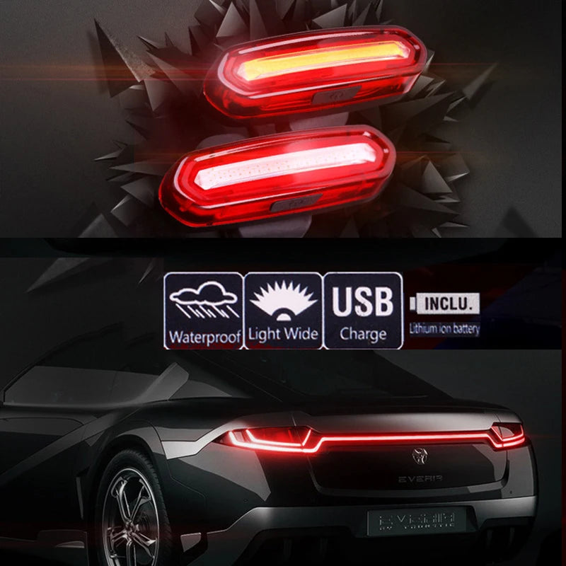Bike Taillight COB  Bicycle Rear Light With 6 Modes USB Rechargeable Mtb LED Warning Tail Lamp Cycling Accessories