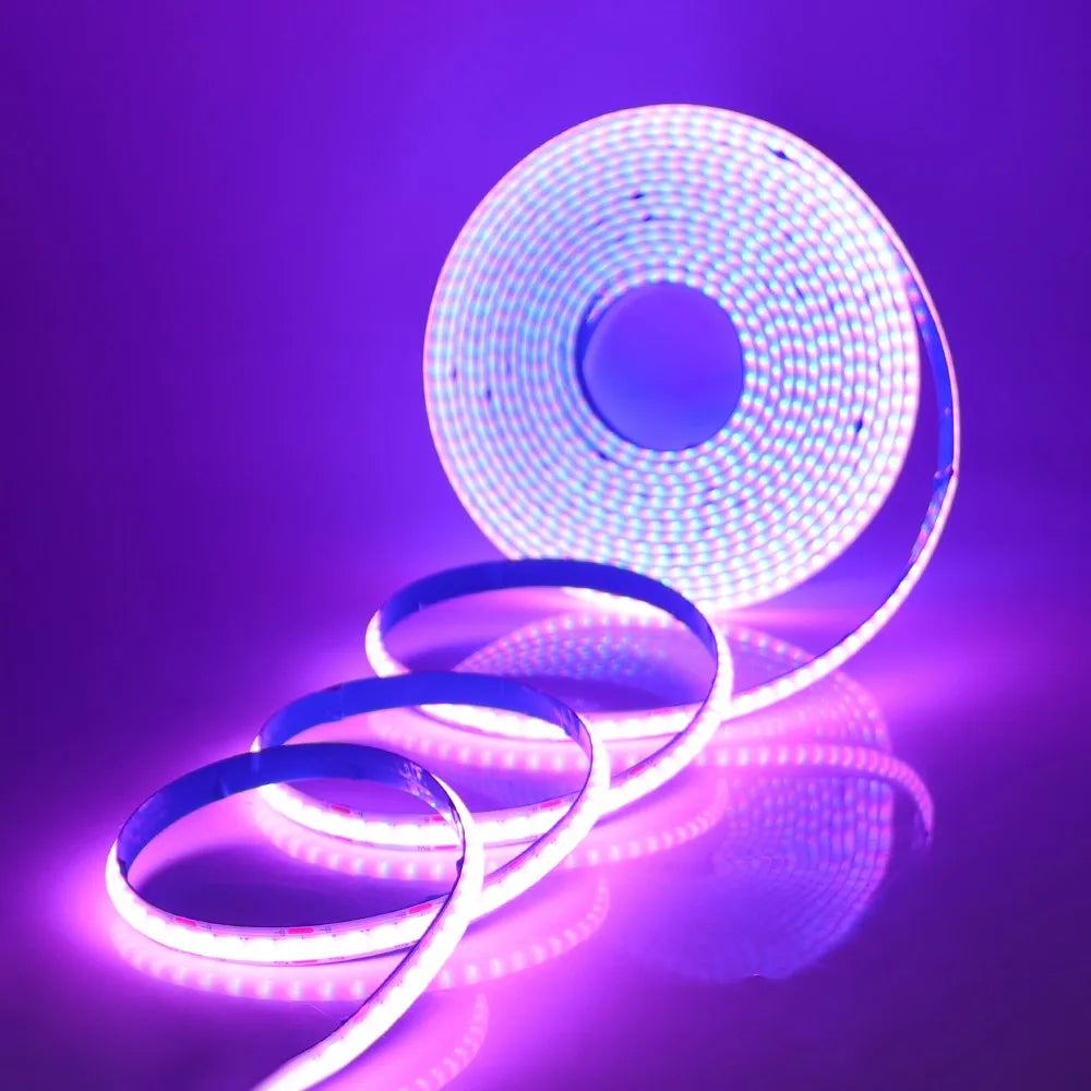 Wifi Bluetooth-compatible RGB COB LED Strip Light 5V 24key 44key Kit Remote Control 576LED High Density Linear Lights Flex Tape
